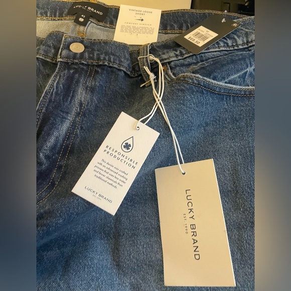 Lucky Brand Vintage Mens Loose Jean Shorts Cutoff Size 42 Comforter Stretch NEW - Picture 11 of 13